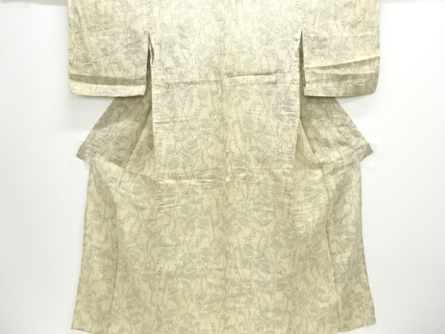 JAPANESE KIMONO / ANTIQUE KIMONO / OJIYA CHIJIMI / WOVEN LEAVES